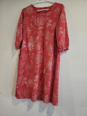 🌺 Bright Pink Cotton Indian Tunic | White Floral Print | Lightweight Ethnic Top